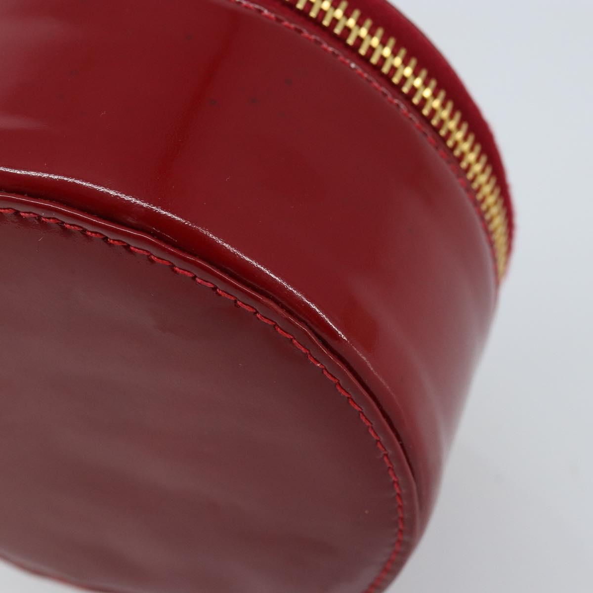 CHANEL COCO Mark Jewelry Case Patent leather Red Gold CC Auth LNZ684V