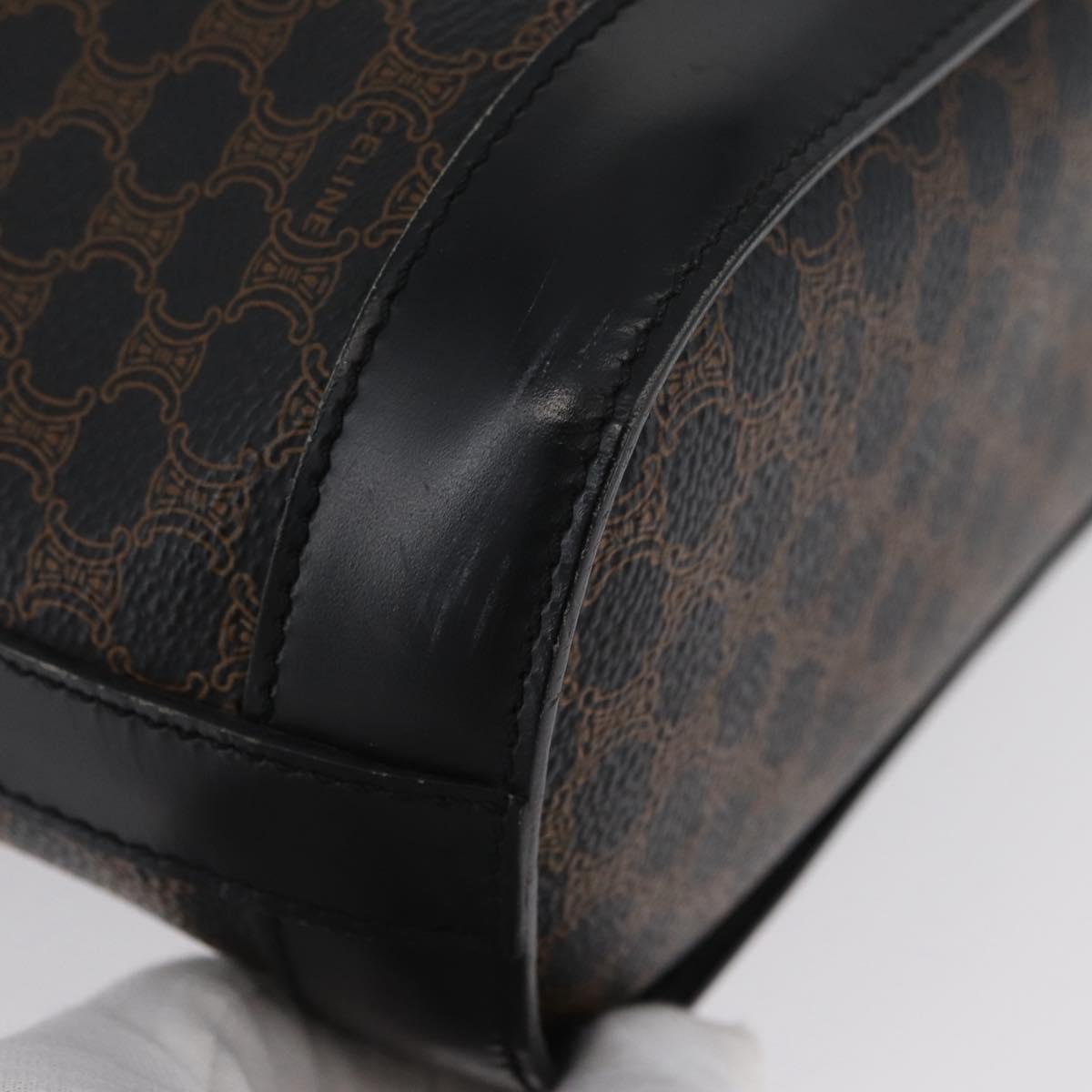 CELINE Macadam Canvas Tote Bag PVC Leather Black Gold Auth LNZ687