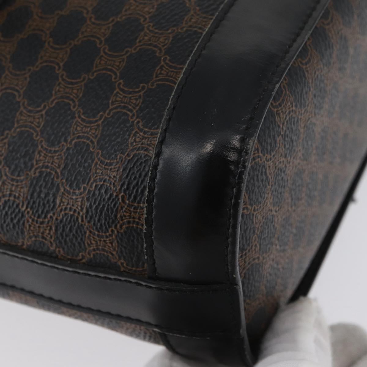 CELINE Macadam Canvas Tote Bag PVC Leather Black Gold Auth LNZ687