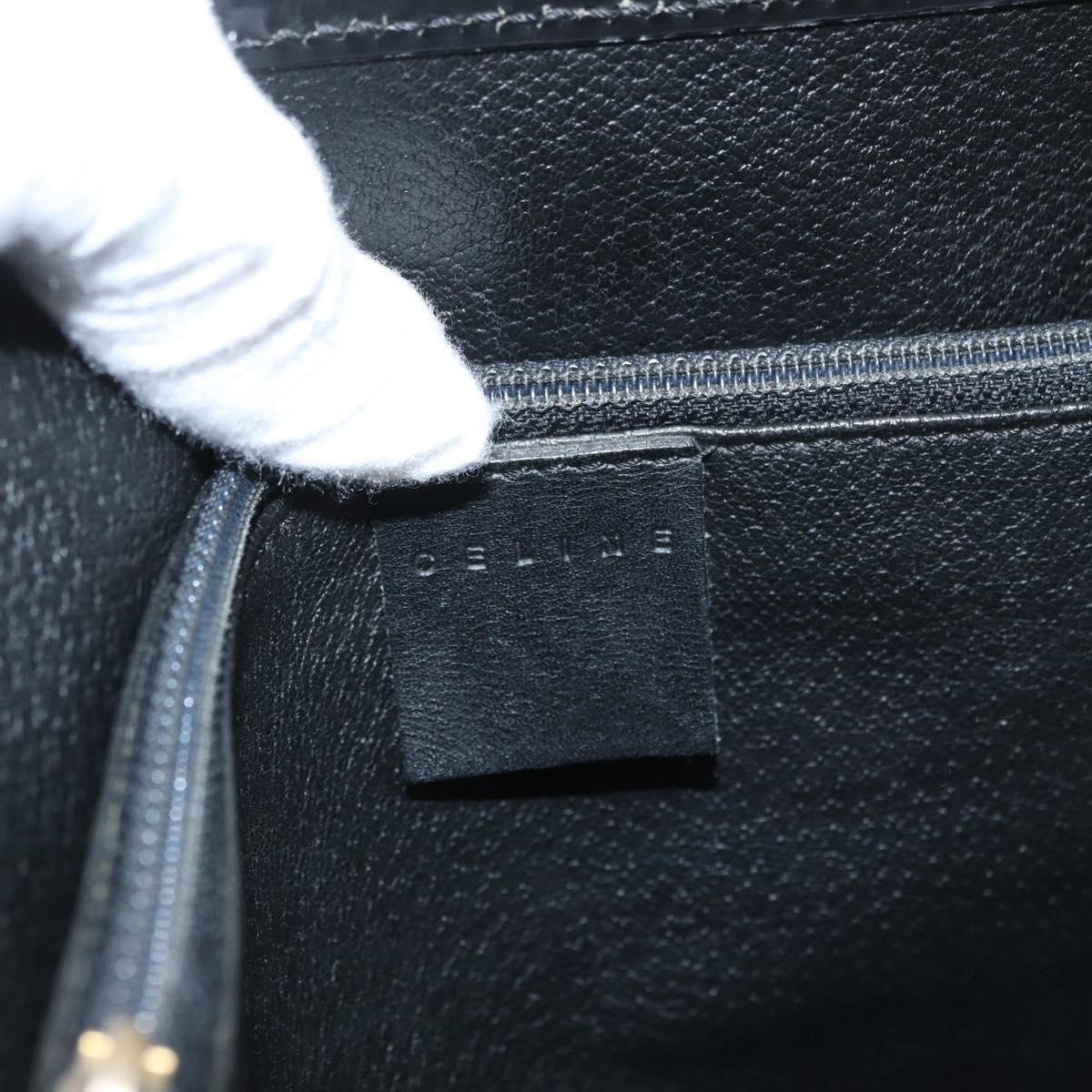 CELINE Macadam Canvas Tote Bag PVC Leather Black Gold Auth LNZ687