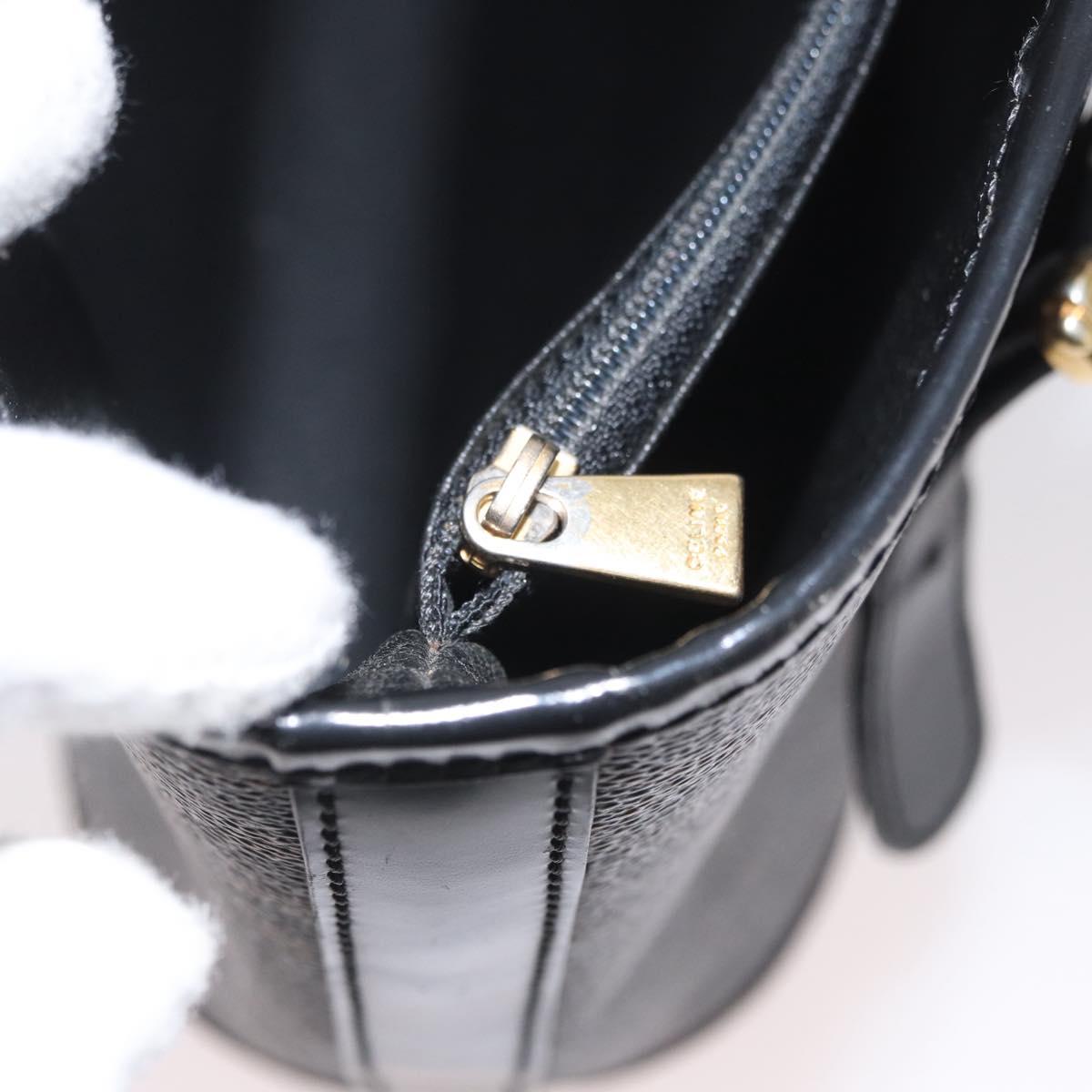 CELINE Macadam Canvas Tote Bag PVC Leather Black Gold Auth LNZ687