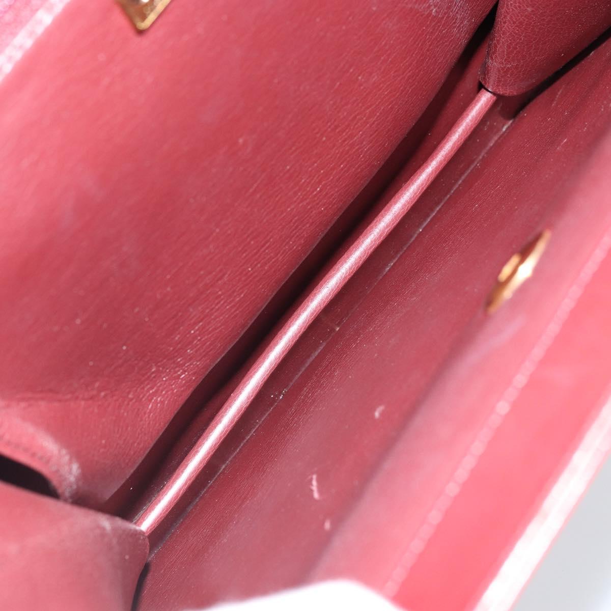 Christian Dior Hand Bag Leather Red Gold Auth LNZ689