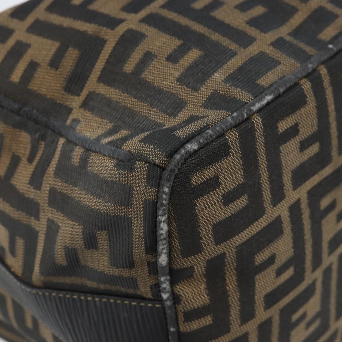 FENDI Zucca Canvas Hand Bag Black Brown Auth LNZ693