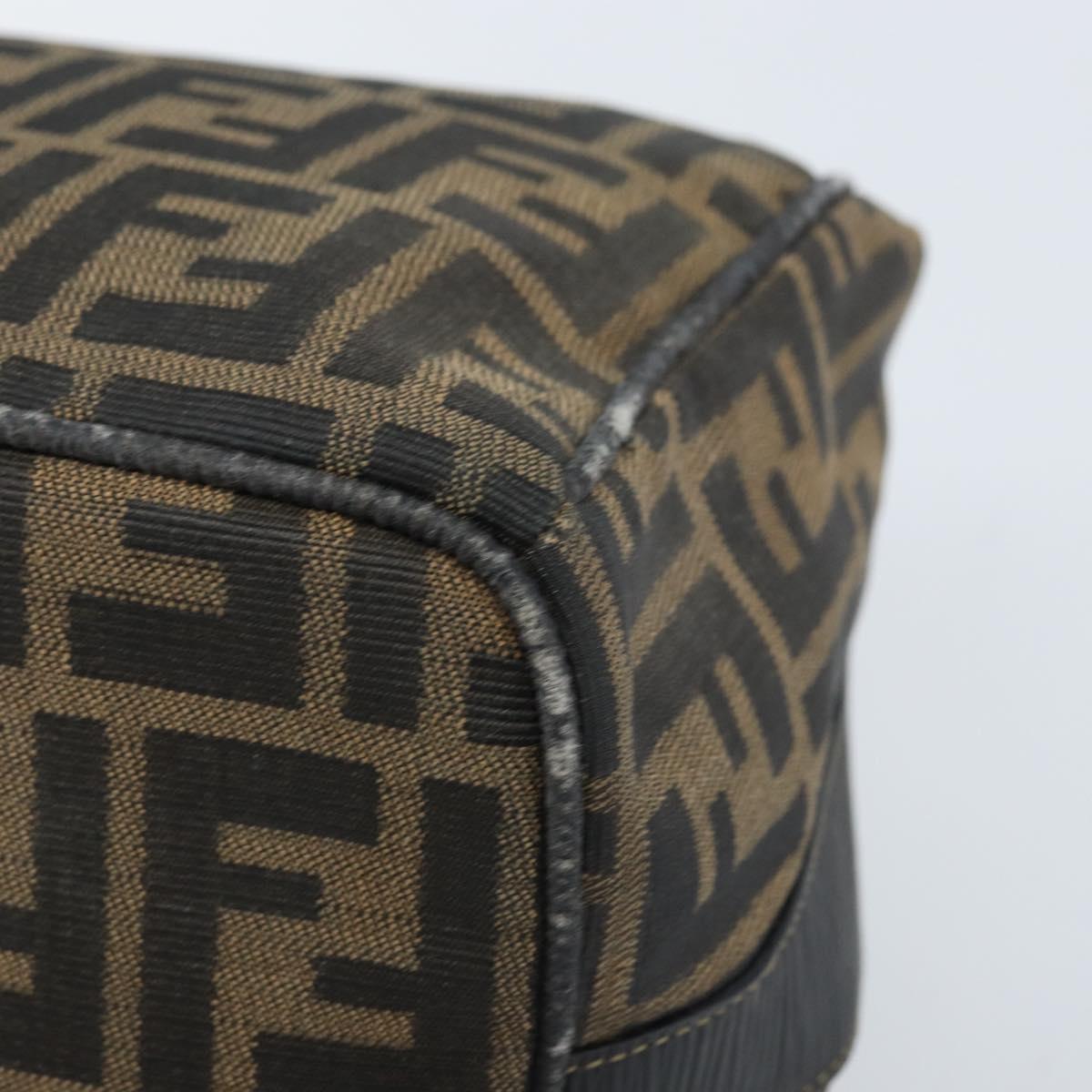 FENDI Zucca Canvas Hand Bag Black Brown Auth LNZ693
