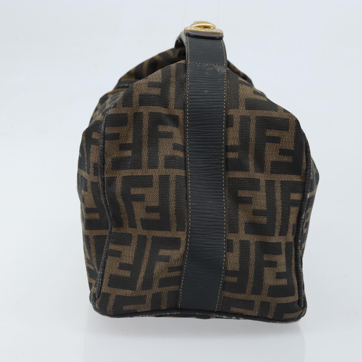 FENDI Zucca Canvas Hand Bag Black Brown Auth LNZ693