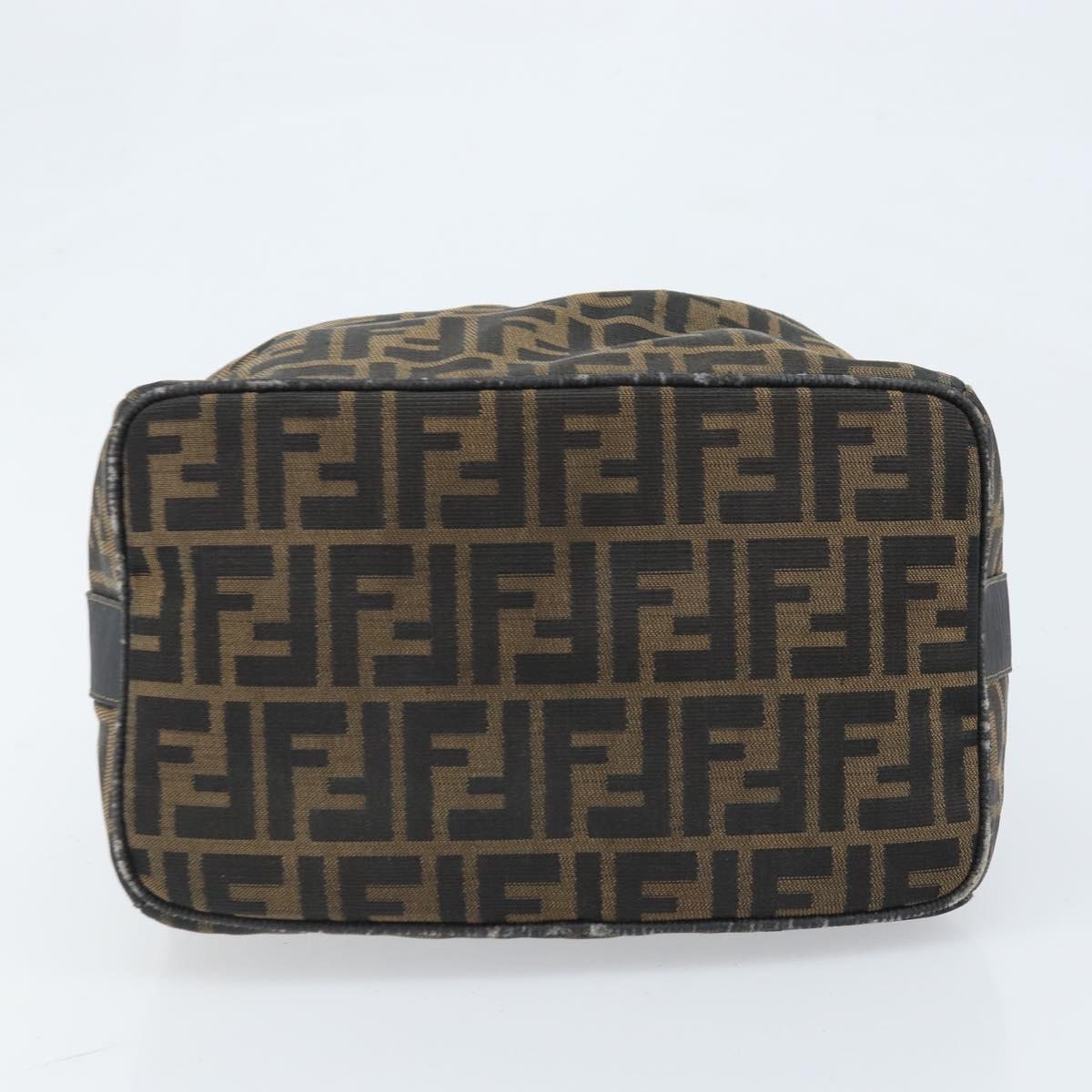 FENDI Zucca Canvas Hand Bag Black Brown Auth LNZ693