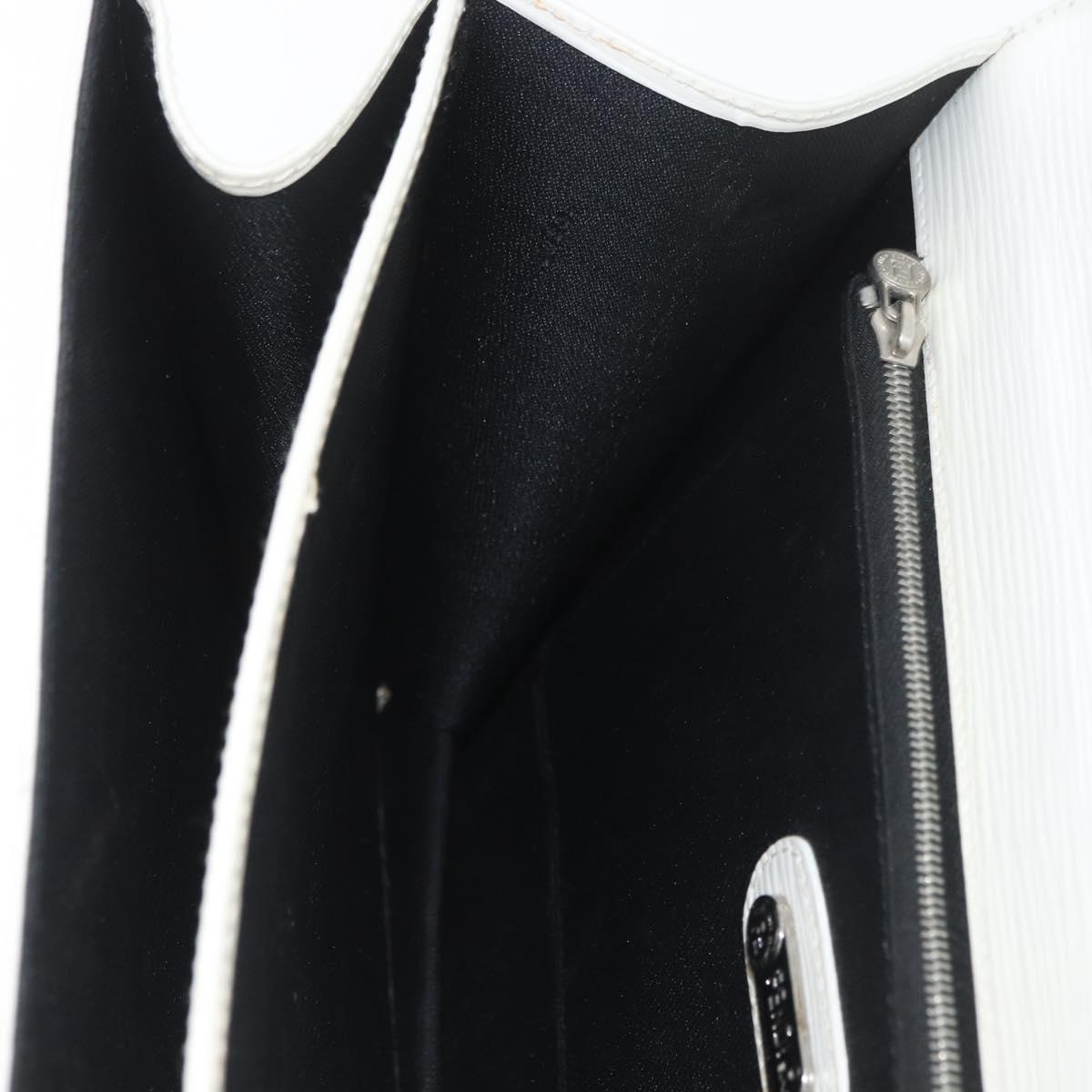 FENDI Hand Bag Leather 2way White Silver Auth LNZ694