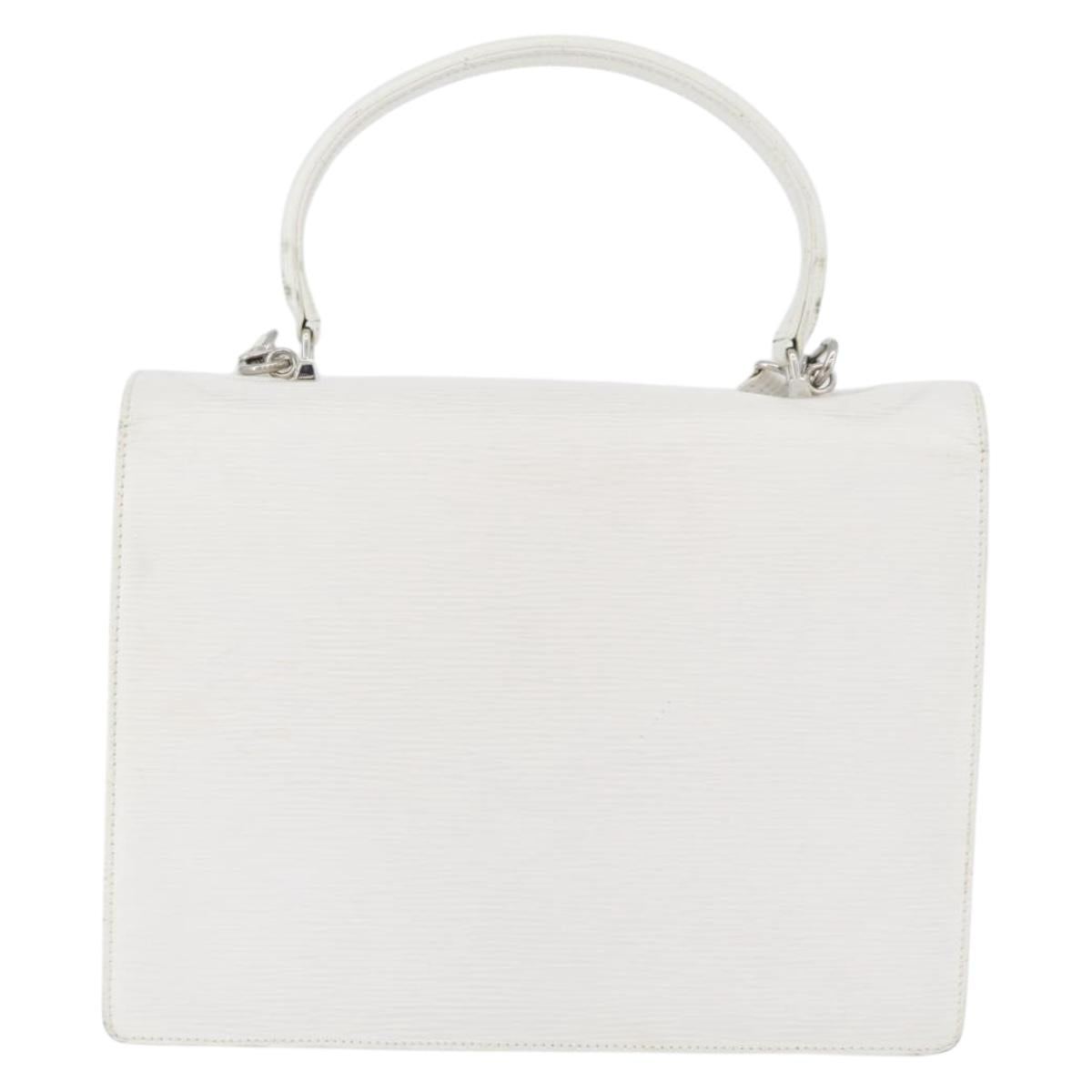 FENDI Hand Bag Leather 2way White Silver Auth LNZ694