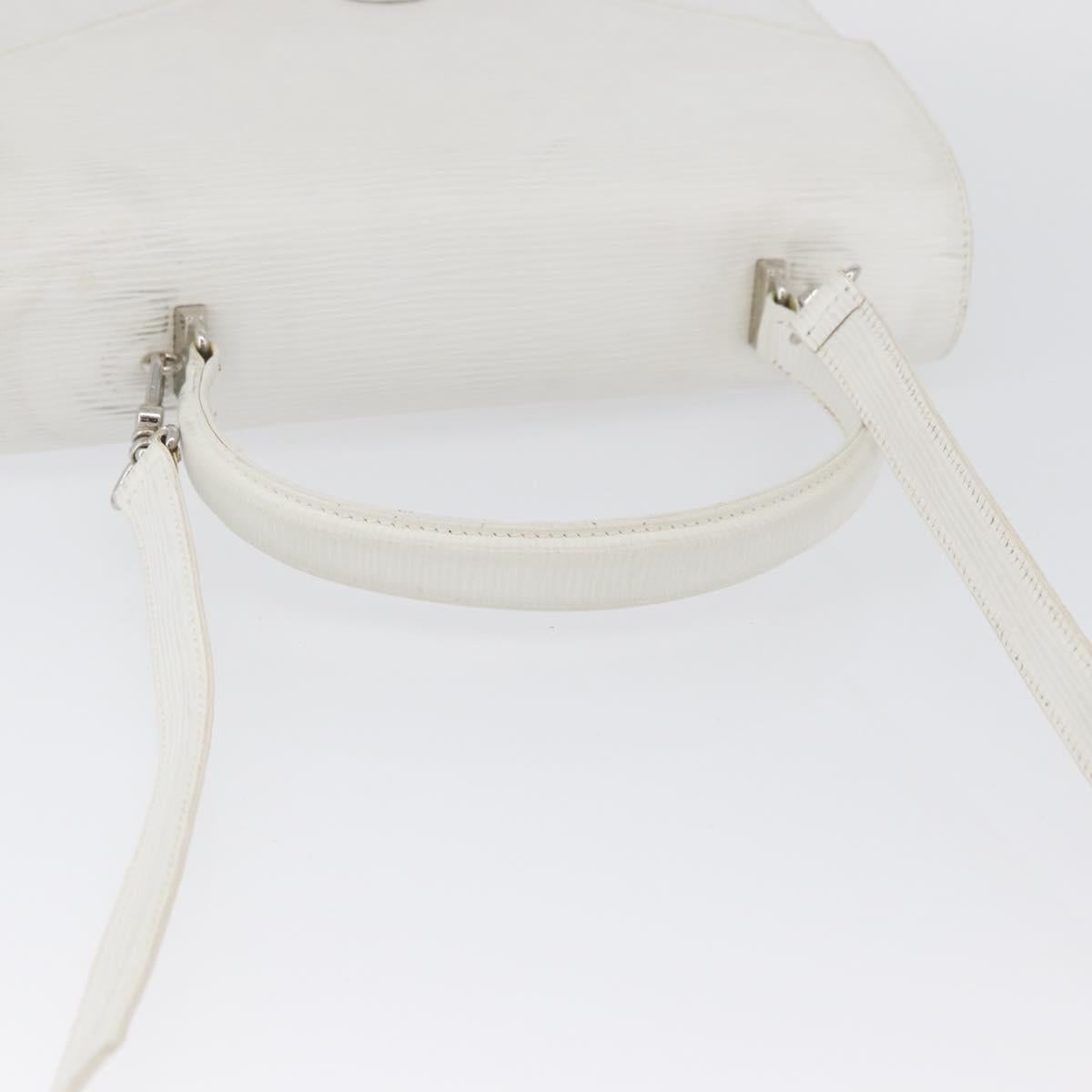 FENDI Hand Bag Leather 2way White Silver Auth LNZ694