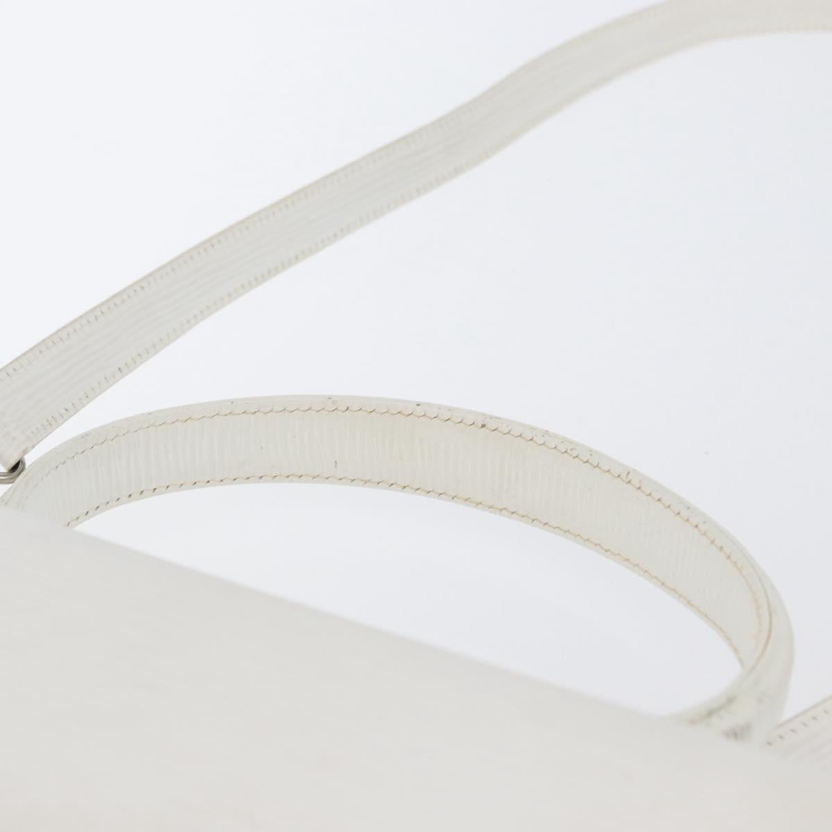 FENDI Hand Bag Leather 2way White Silver Auth LNZ694