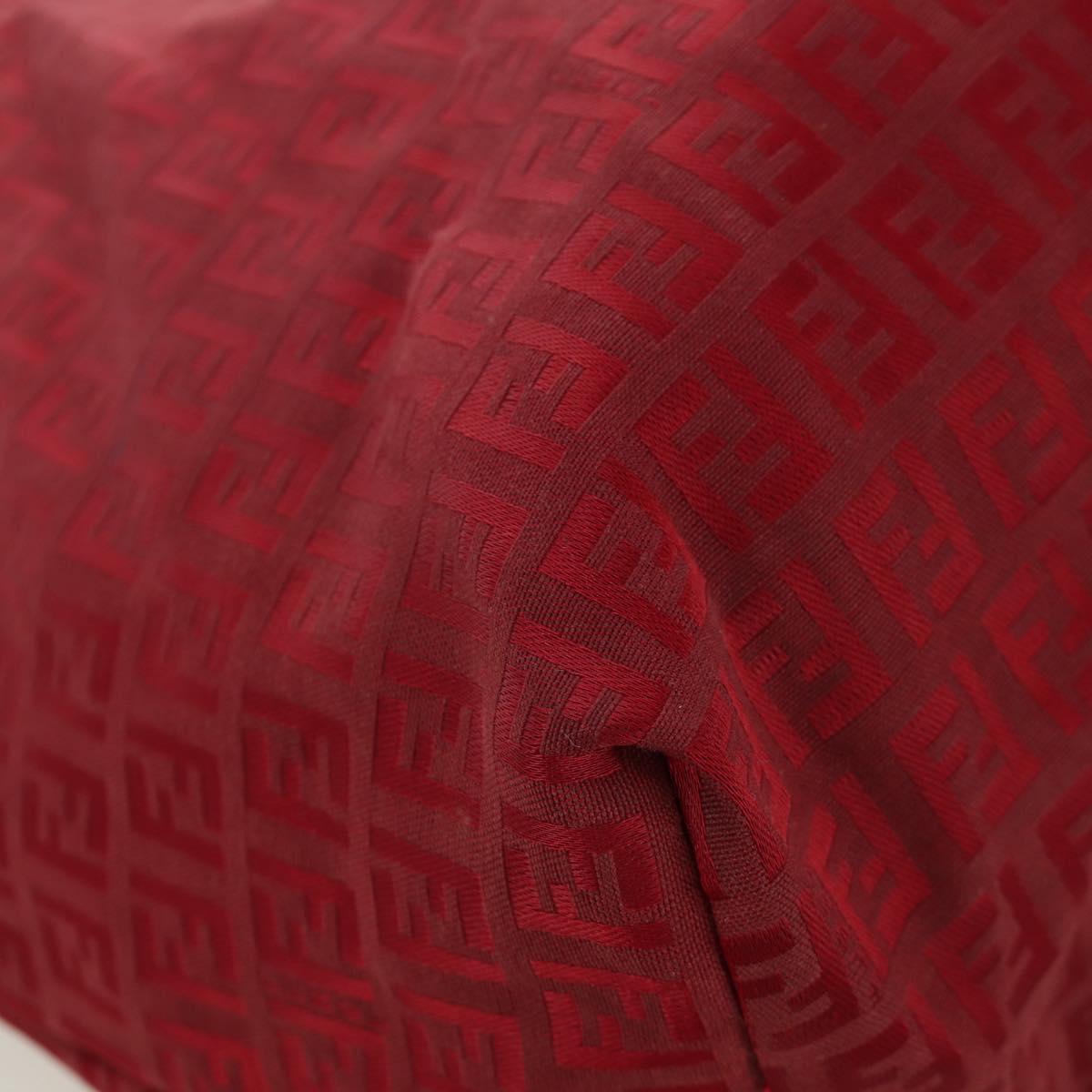 FENDI Zucchino Canvas Tote Bag Red Gold Auth LNZ695V