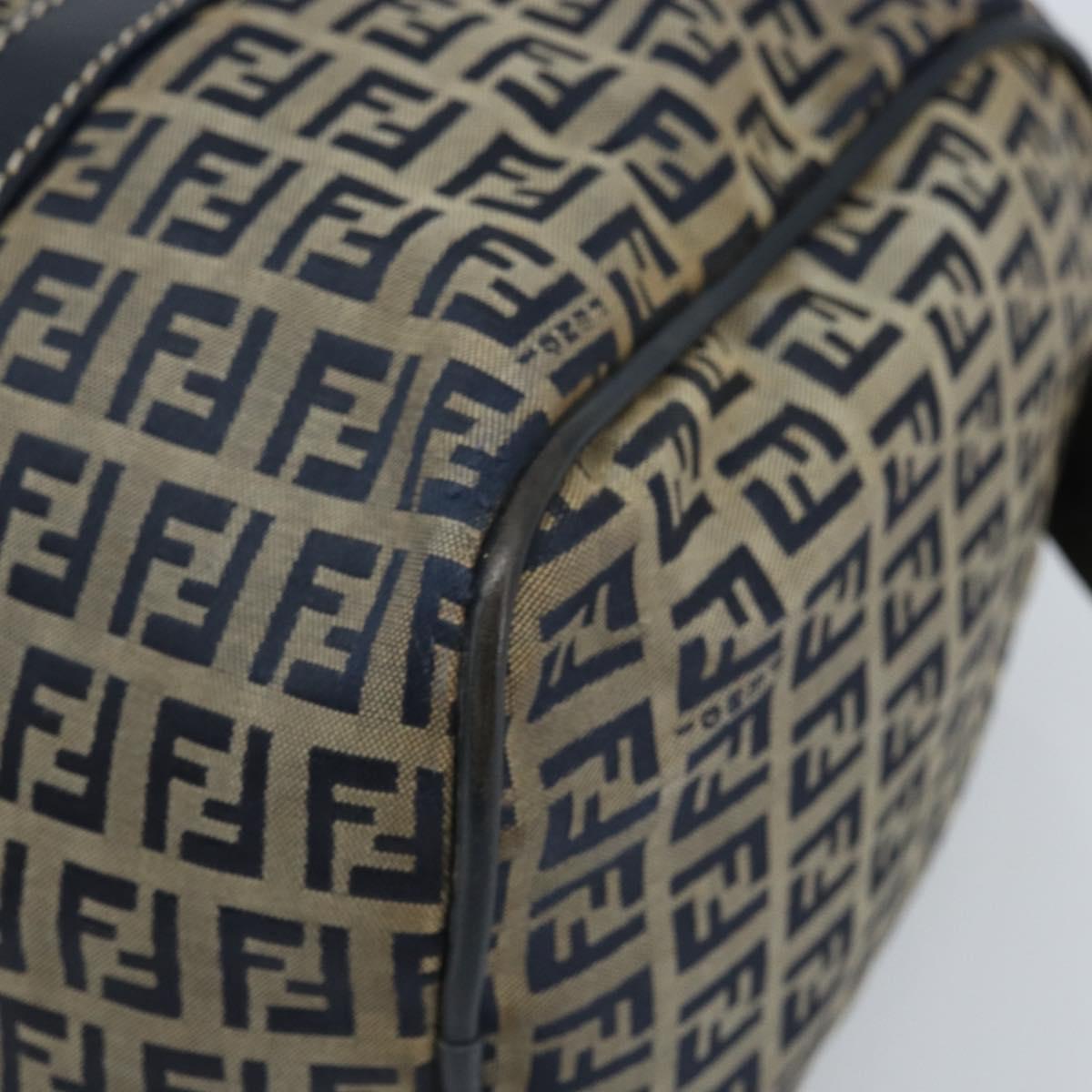 FENDI Zucchino Canvas Tote Bag Navy Silver Auth LNZ696
