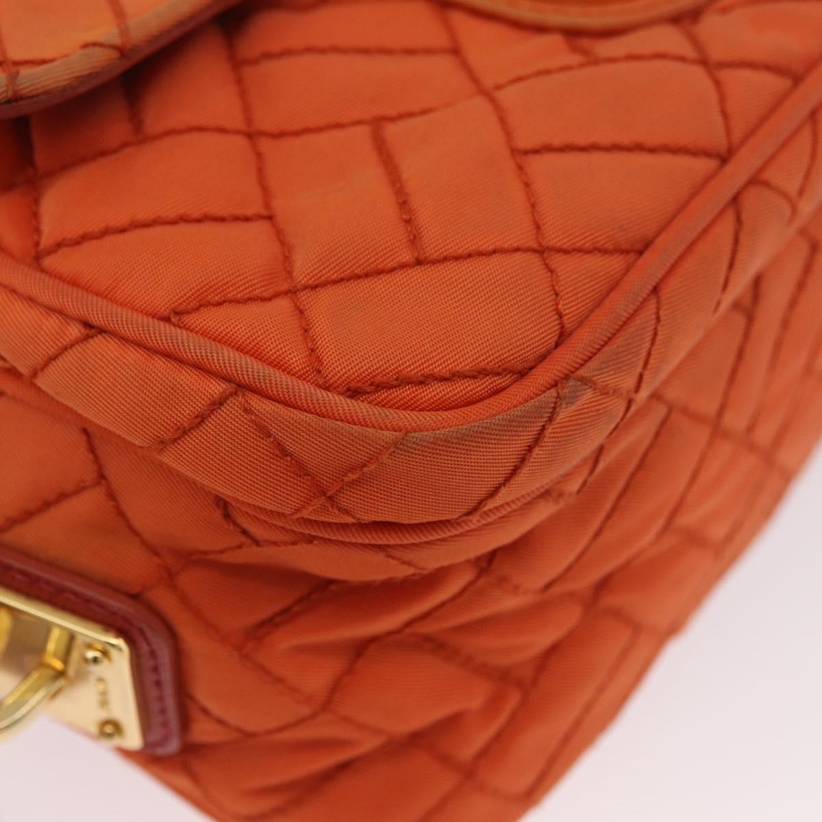 PRADA Shoulder Bag Nylon Orange Gold Auth LNZ699