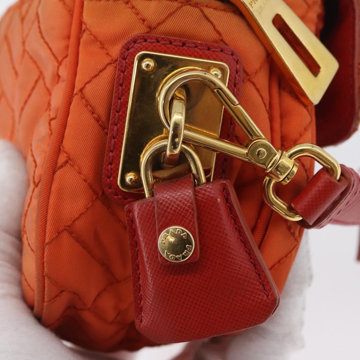 PRADA Shoulder Bag Nylon Orange Gold Auth LNZ699
