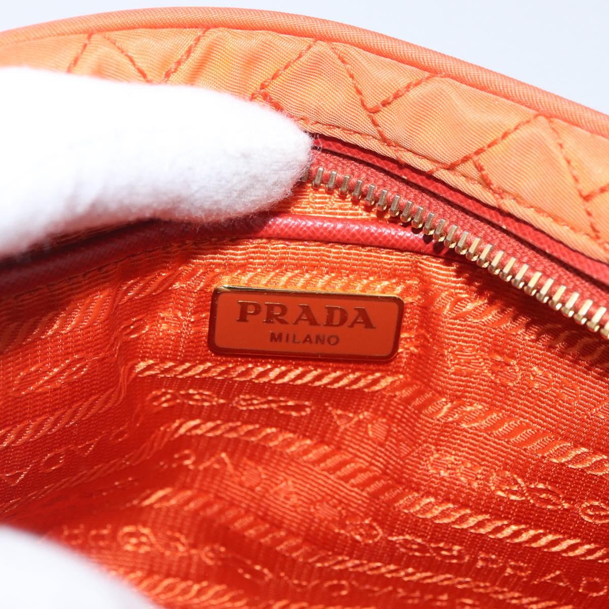 PRADA Shoulder Bag Nylon Orange Gold Auth LNZ699