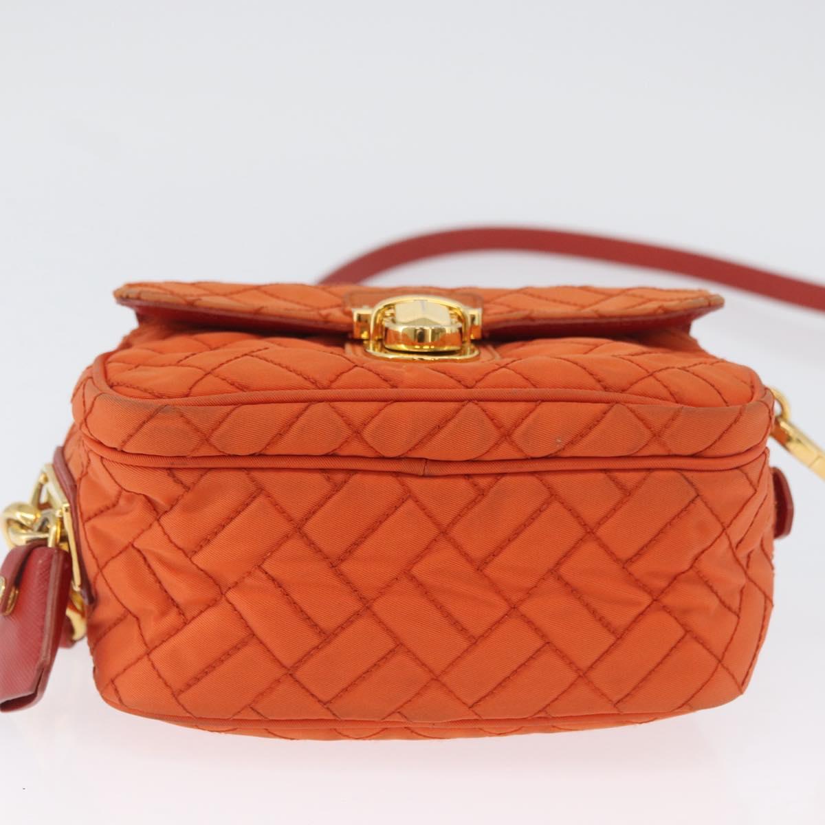 PRADA Shoulder Bag Nylon Orange Gold Auth LNZ699