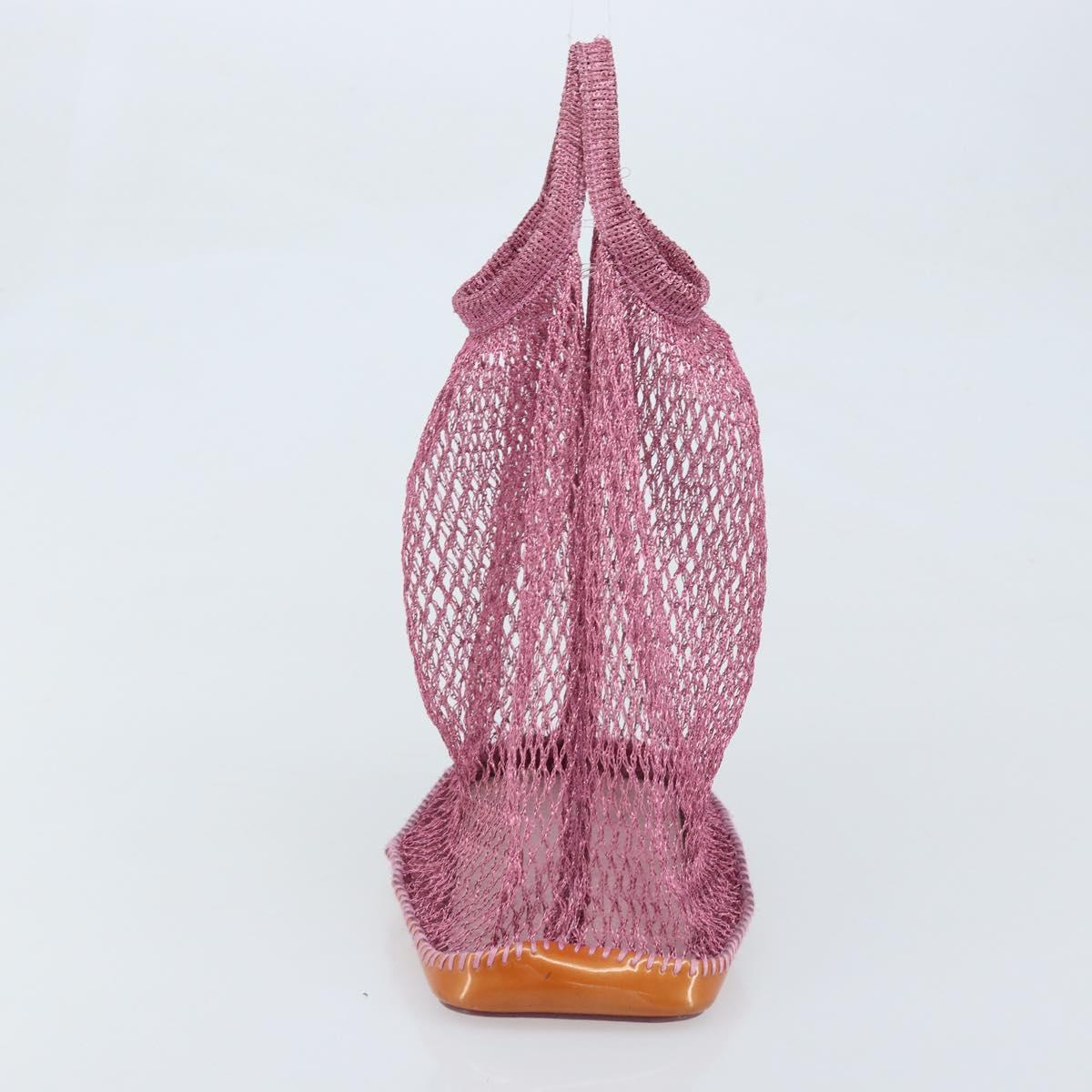 PRADA Hand Bag Patent leather mesh Pink Auth LNZ700