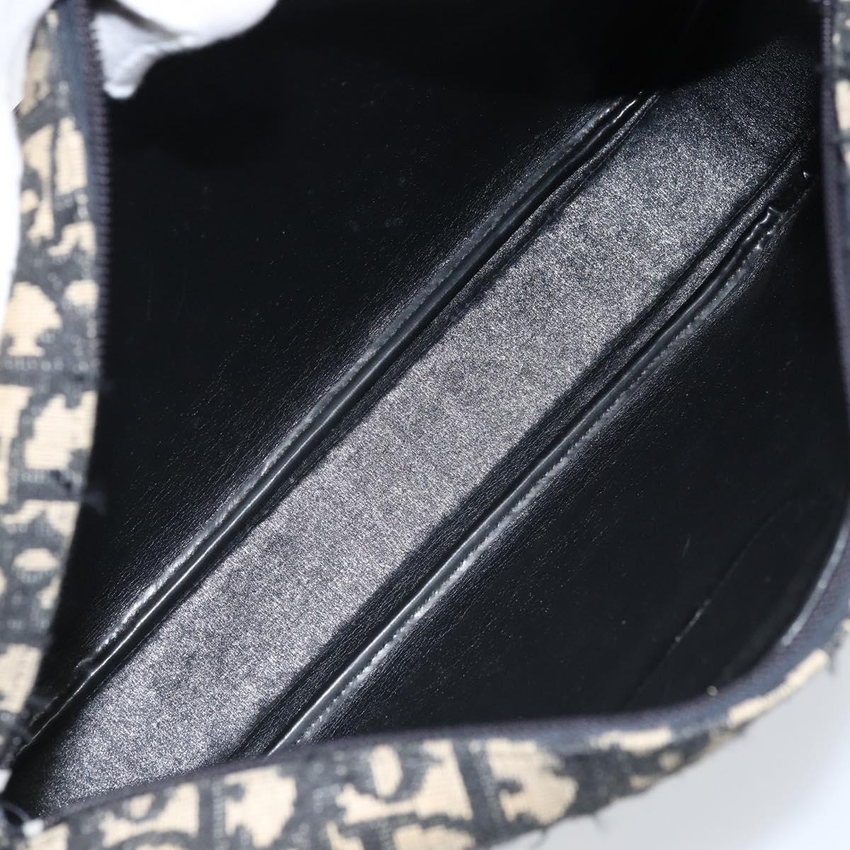 Christian Dior Trotter Canvas Shoulder Bag Black Gold Auth LNZ705