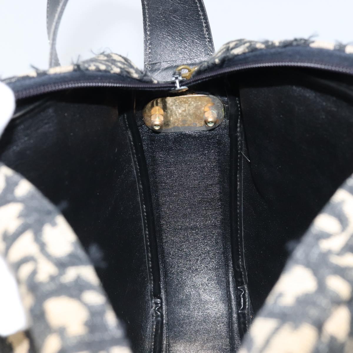 Christian Dior Trotter Canvas Shoulder Bag Black Gold Auth LNZ705