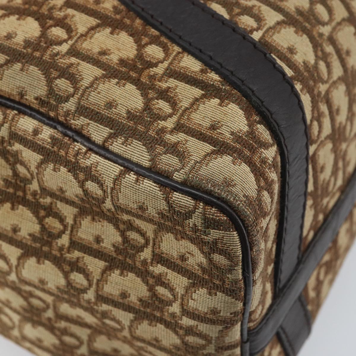 Christian Dior Trotter Canvas Boston Bag Beige Gold Auth LNZ706