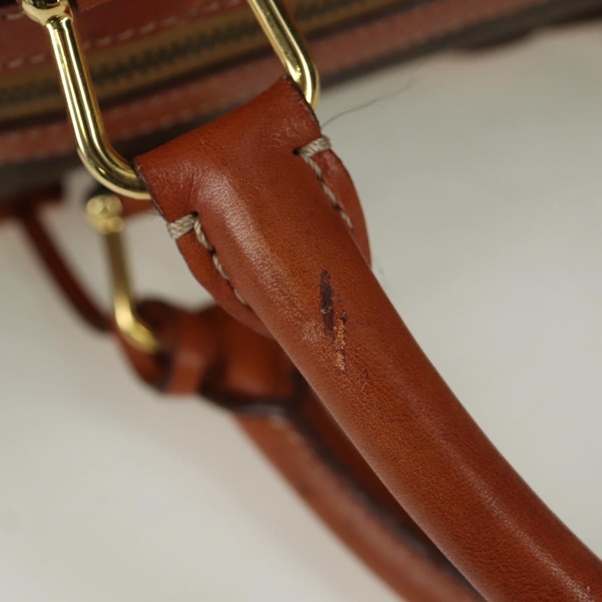CELINE Macadam Canvas Boston Bag PVC Leather Brown Gold Auth LNZ708A