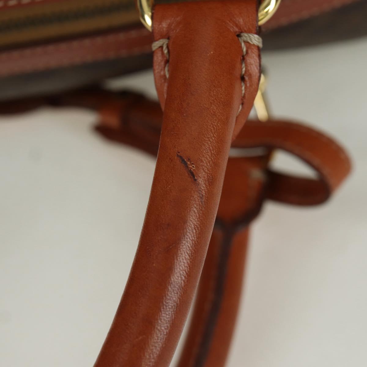 CELINE Macadam Canvas Boston Bag PVC Leather Brown Gold Auth LNZ708A