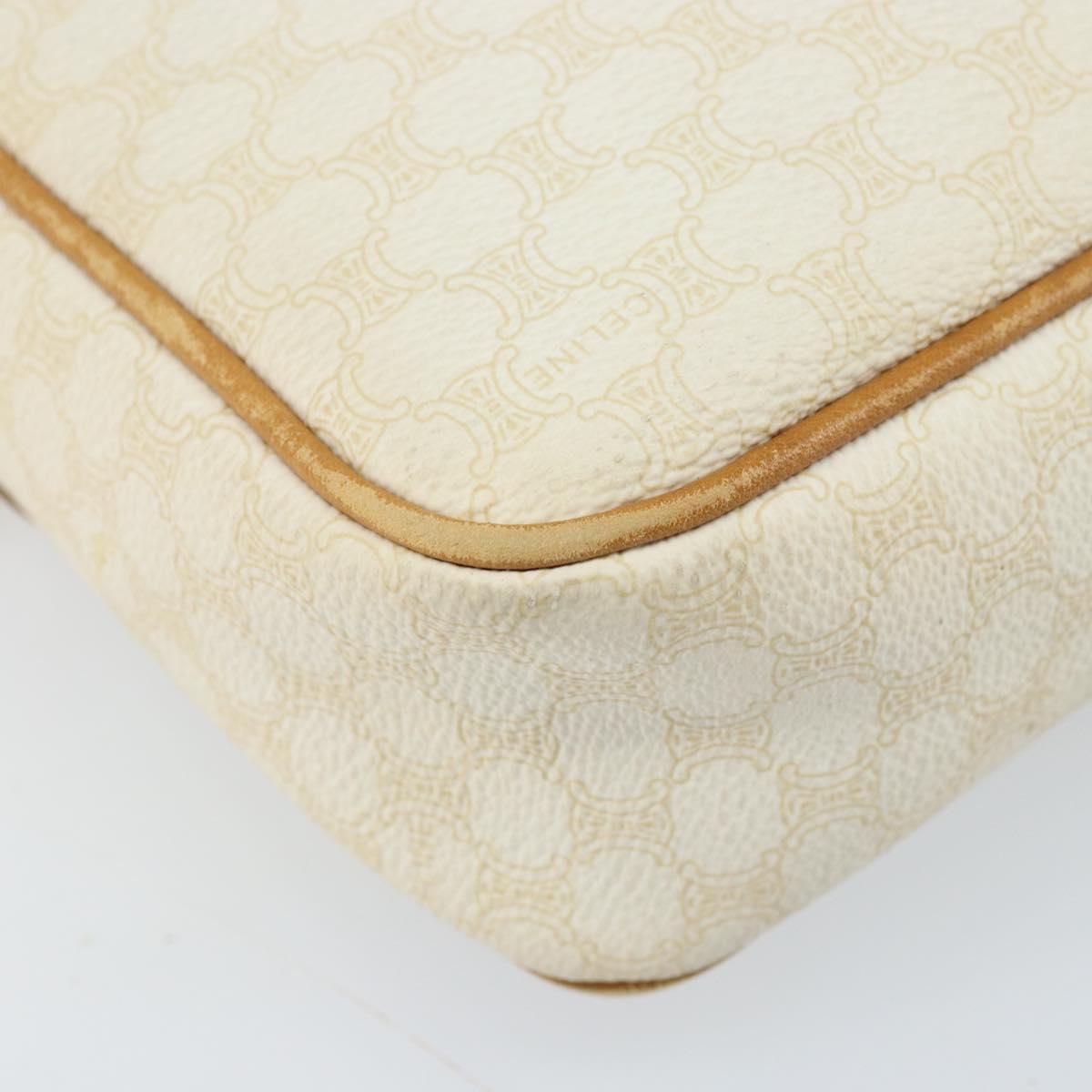 CELINE Macadam Canvas Shoulder Bag PVC Leather Ivory Gold Auth LNZ709