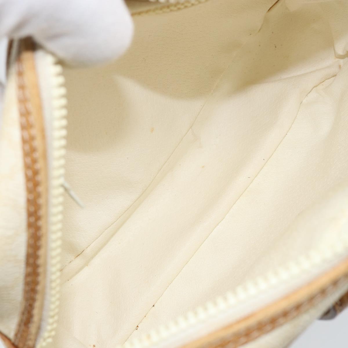 CELINE Macadam Canvas Shoulder Bag PVC Leather Ivory Gold Auth LNZ709