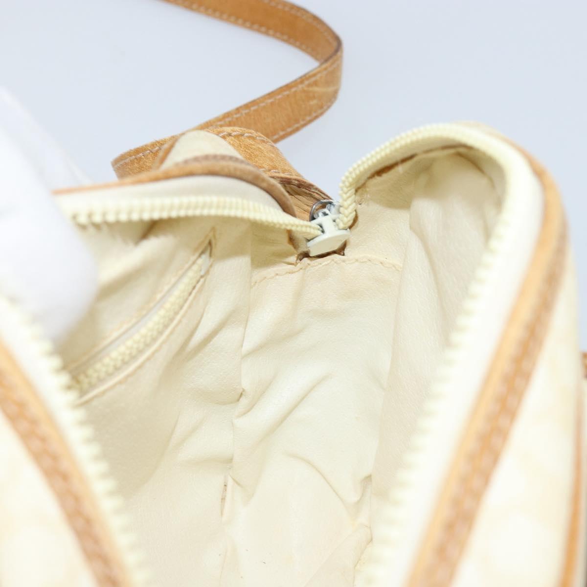 CELINE Macadam Canvas Shoulder Bag PVC Leather Ivory Gold Auth LNZ709