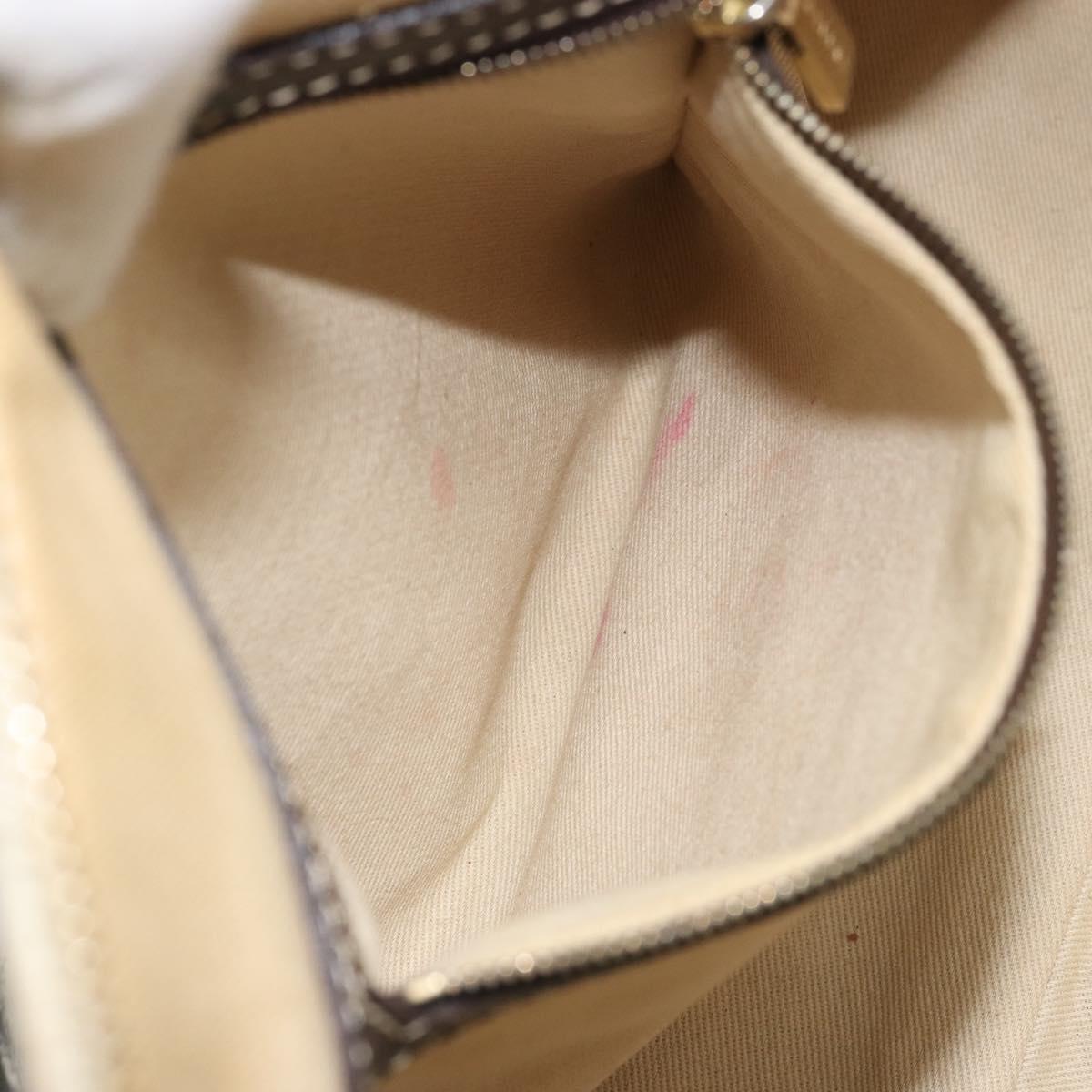 CELINE Macadam Canvas Hand Bag PVC Leather White Gold Auth LNZ710