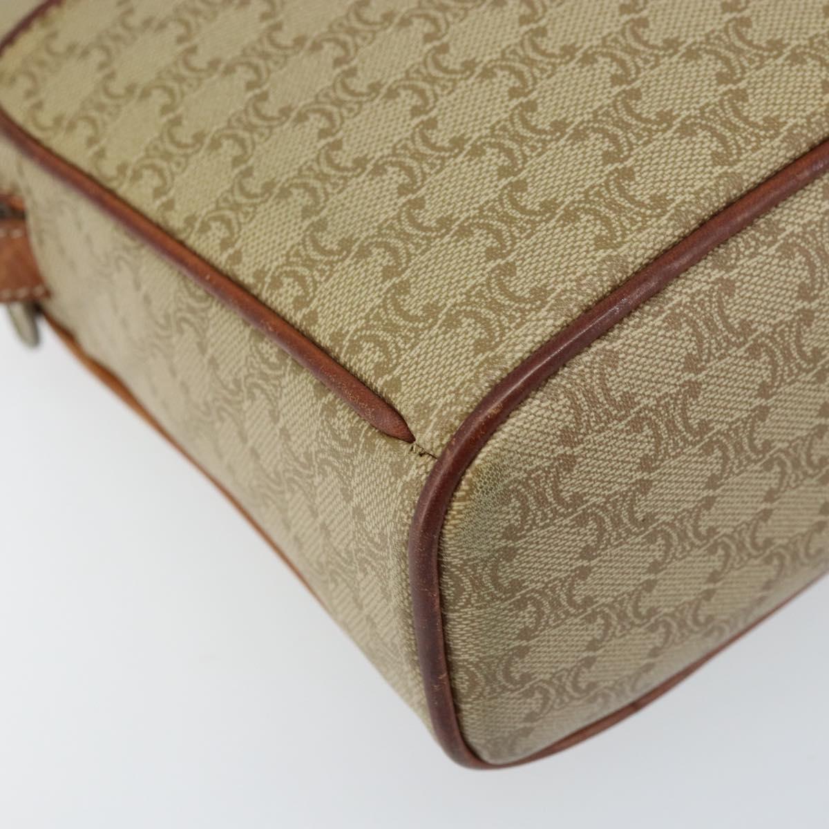 CELINE Macadam Canvas Shoulder Bag PVC Beige Gold Auth LNZ711