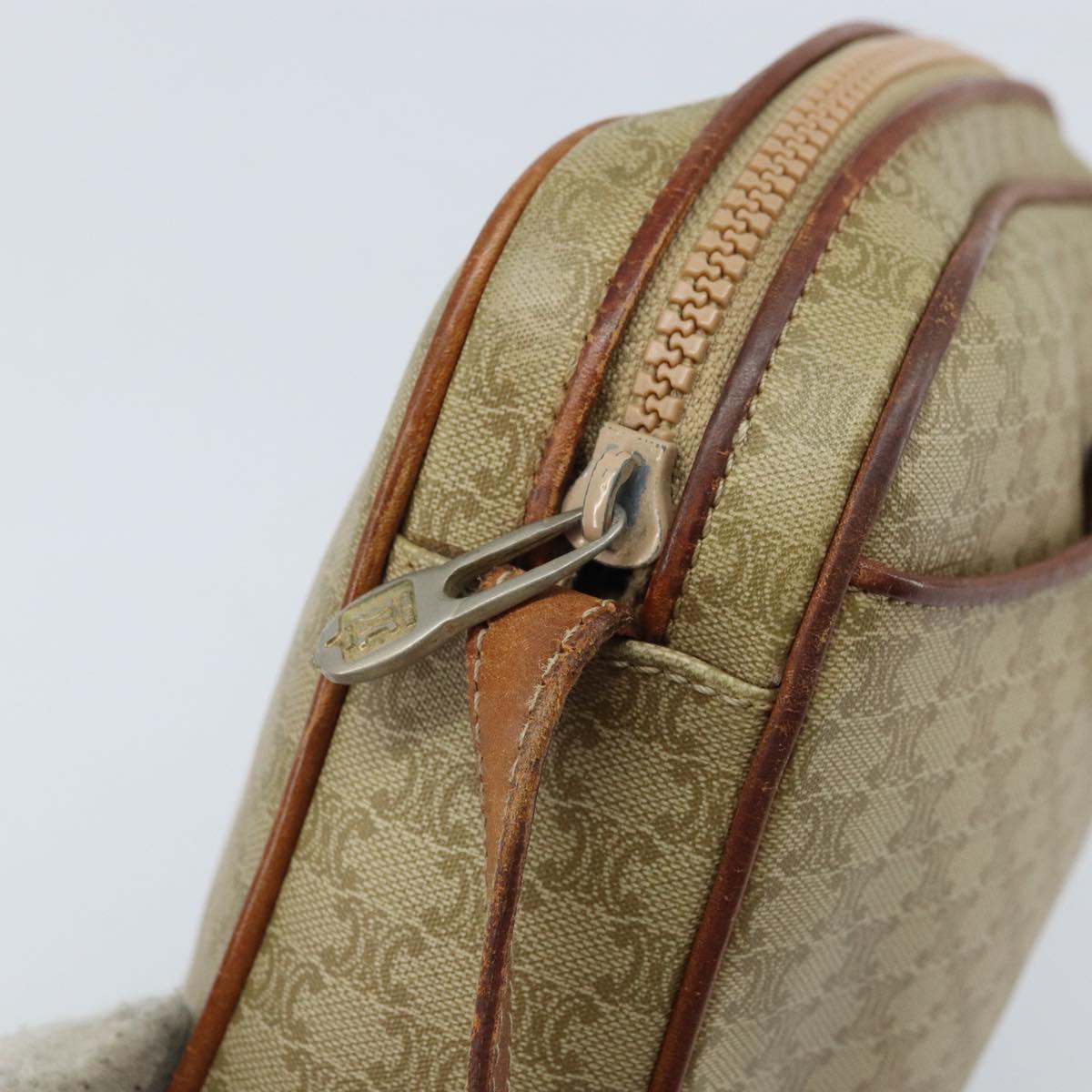 CELINE Macadam Canvas Shoulder Bag PVC Beige Gold Auth LNZ711