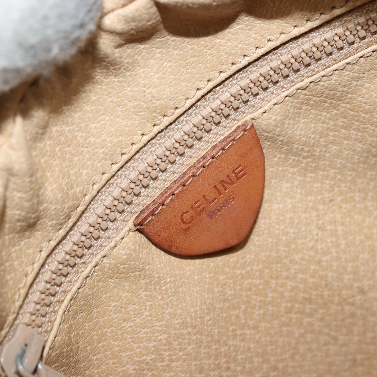CELINE Macadam Canvas Shoulder Bag PVC Beige Gold Auth LNZ711