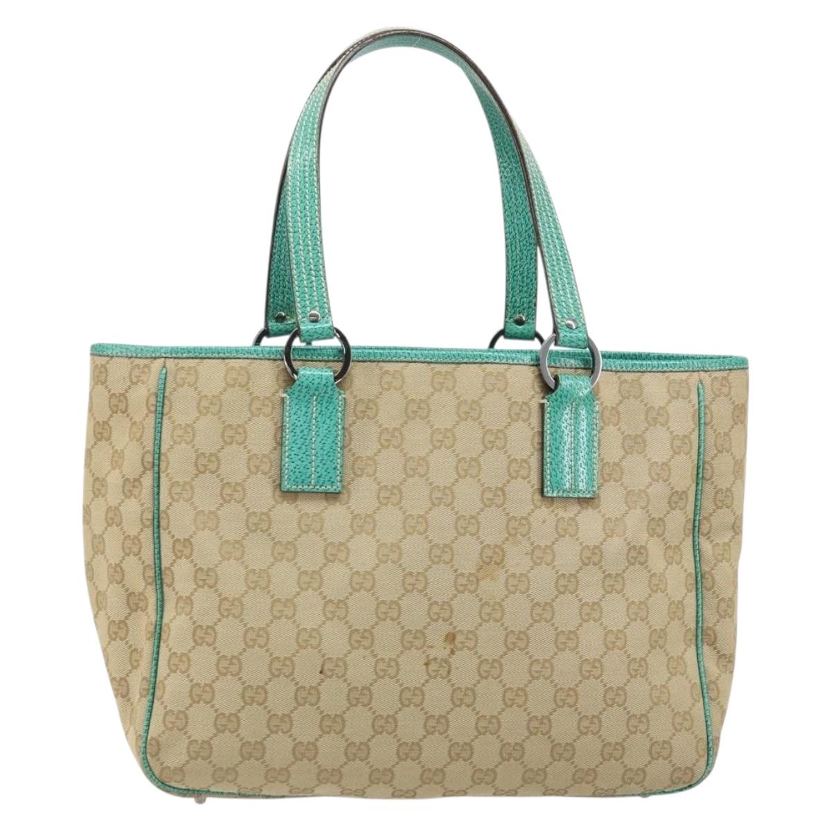 GUCCI GG Canvas Hand Bag Beige Silver 113017 Auth LNZ712