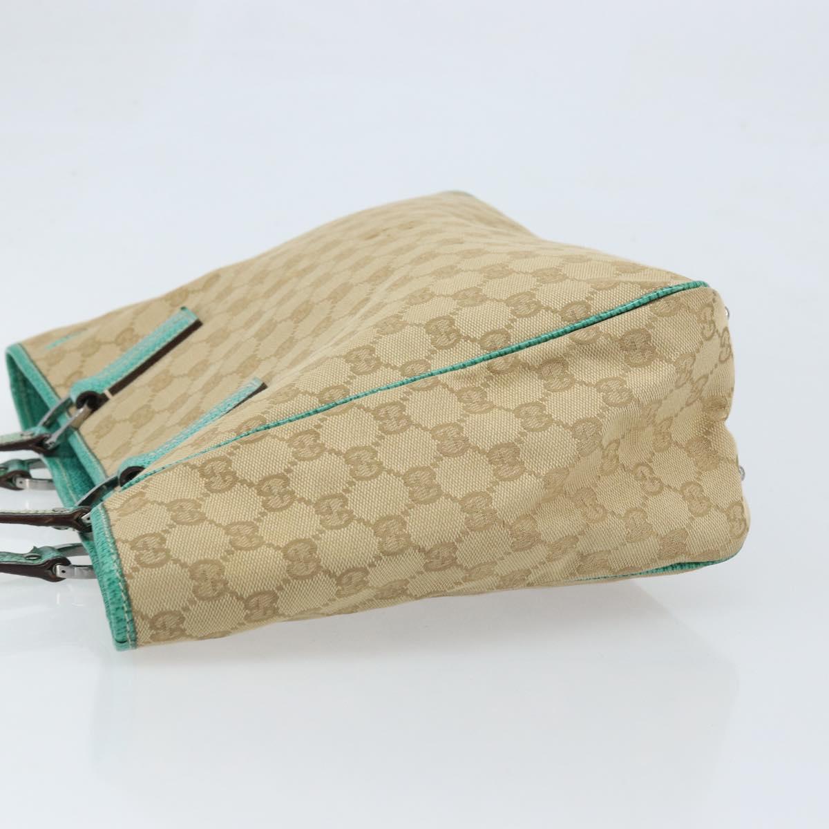 GUCCI GG Canvas Hand Bag Beige Silver 113017 Auth LNZ712