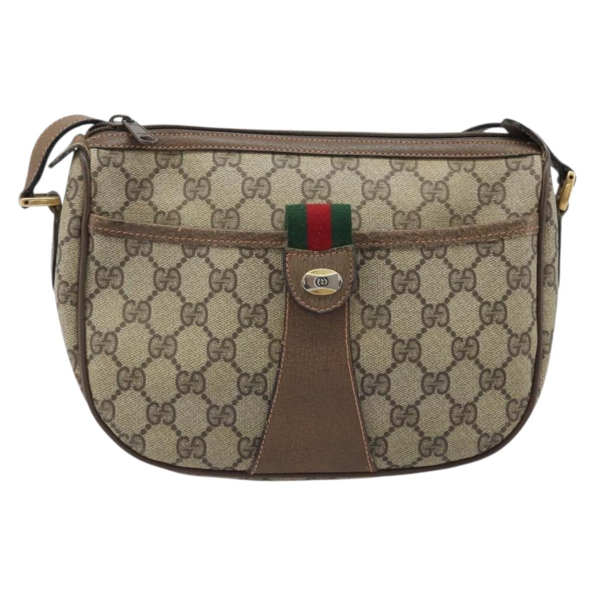 GUCCI GG Supreme Web Sherry Line Bag PVC Beige Gold 89 02 032 Auth LNZ714