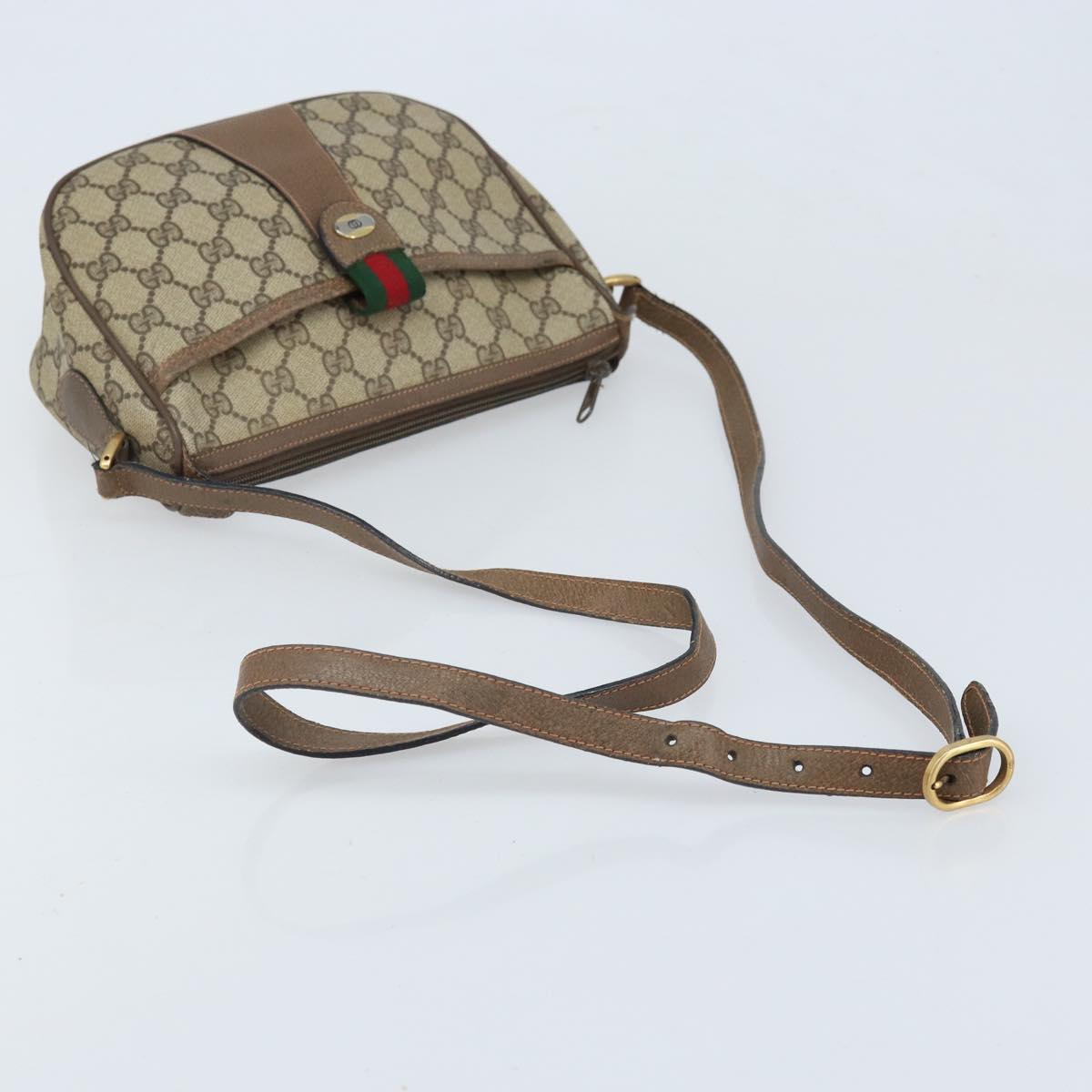 GUCCI GG Supreme Web Sherry Line Bag PVC Beige Gold 89 02 032 Auth LNZ714