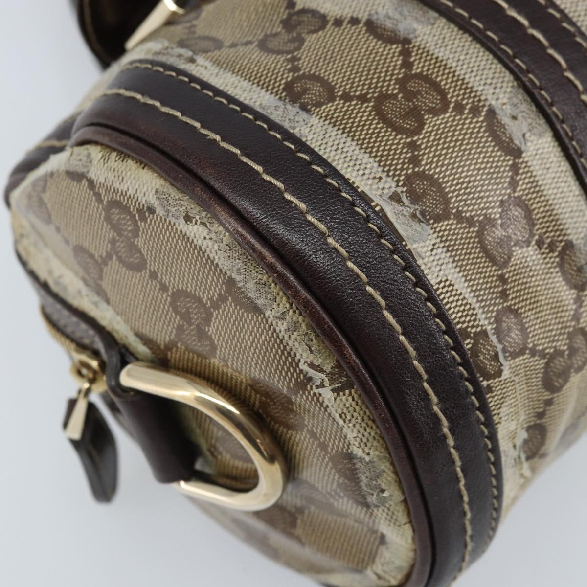 GUCCI GG Crystal Duchessa Hand Bag Coated Canvas Beige Gold Auth LNZ715