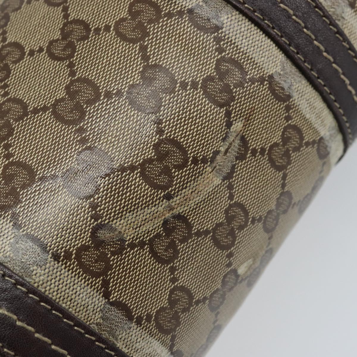 GUCCI GG Crystal Duchessa Hand Bag Coated Canvas Beige Gold Auth LNZ715