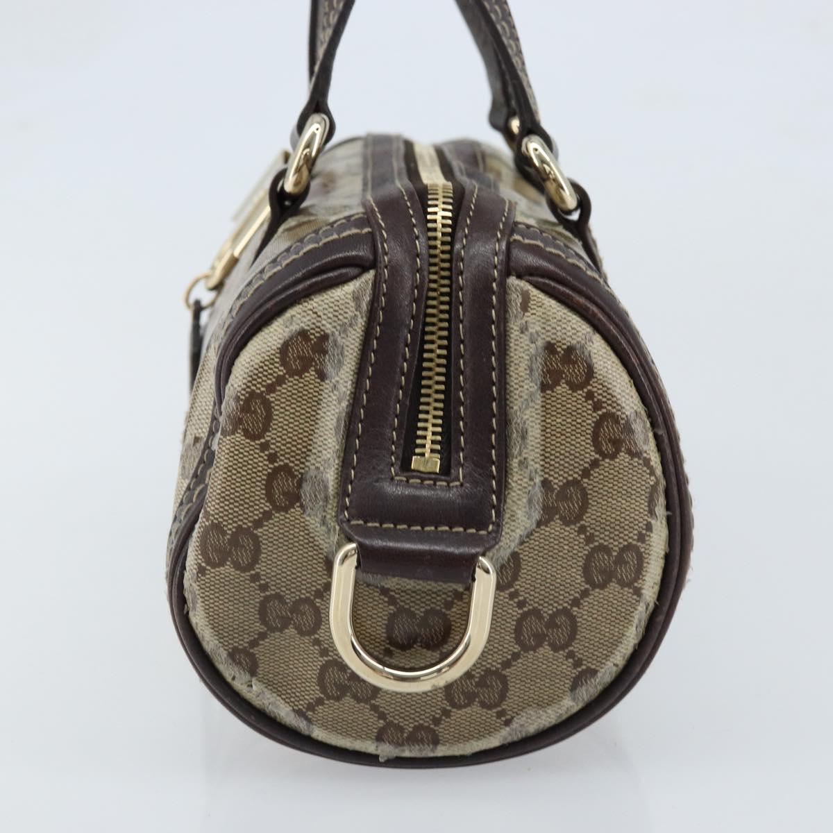 GUCCI GG Crystal Duchessa Hand Bag Coated Canvas Beige Gold Auth LNZ715