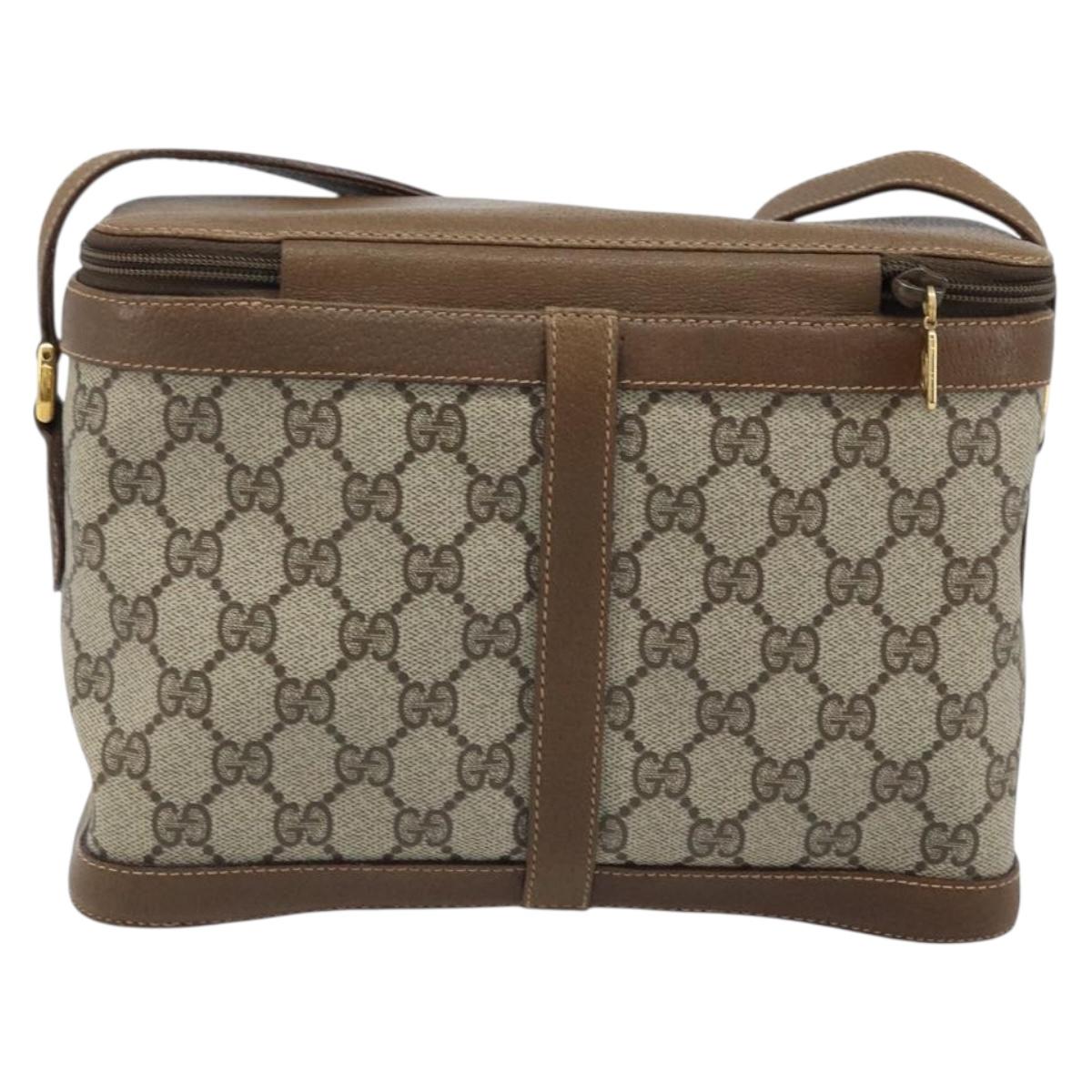 GUCCI GG Supreme Web Sherry Line Bag PVC Beige Gold 904 02 069 Auth LNZ716