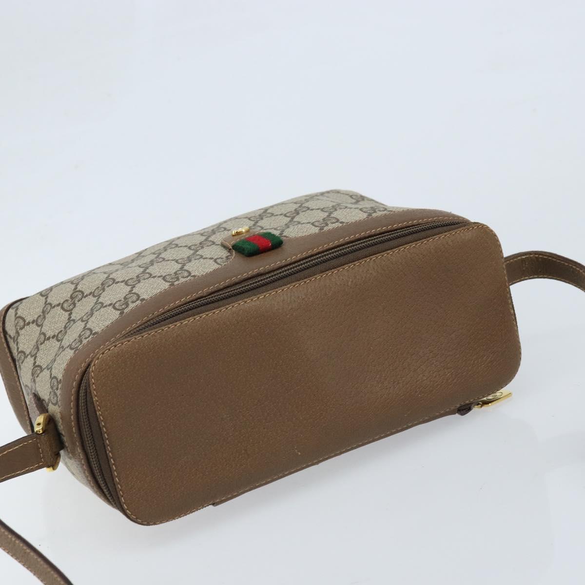 GUCCI GG Supreme Web Sherry Line Bag PVC Beige Gold 904 02 069 Auth LNZ716