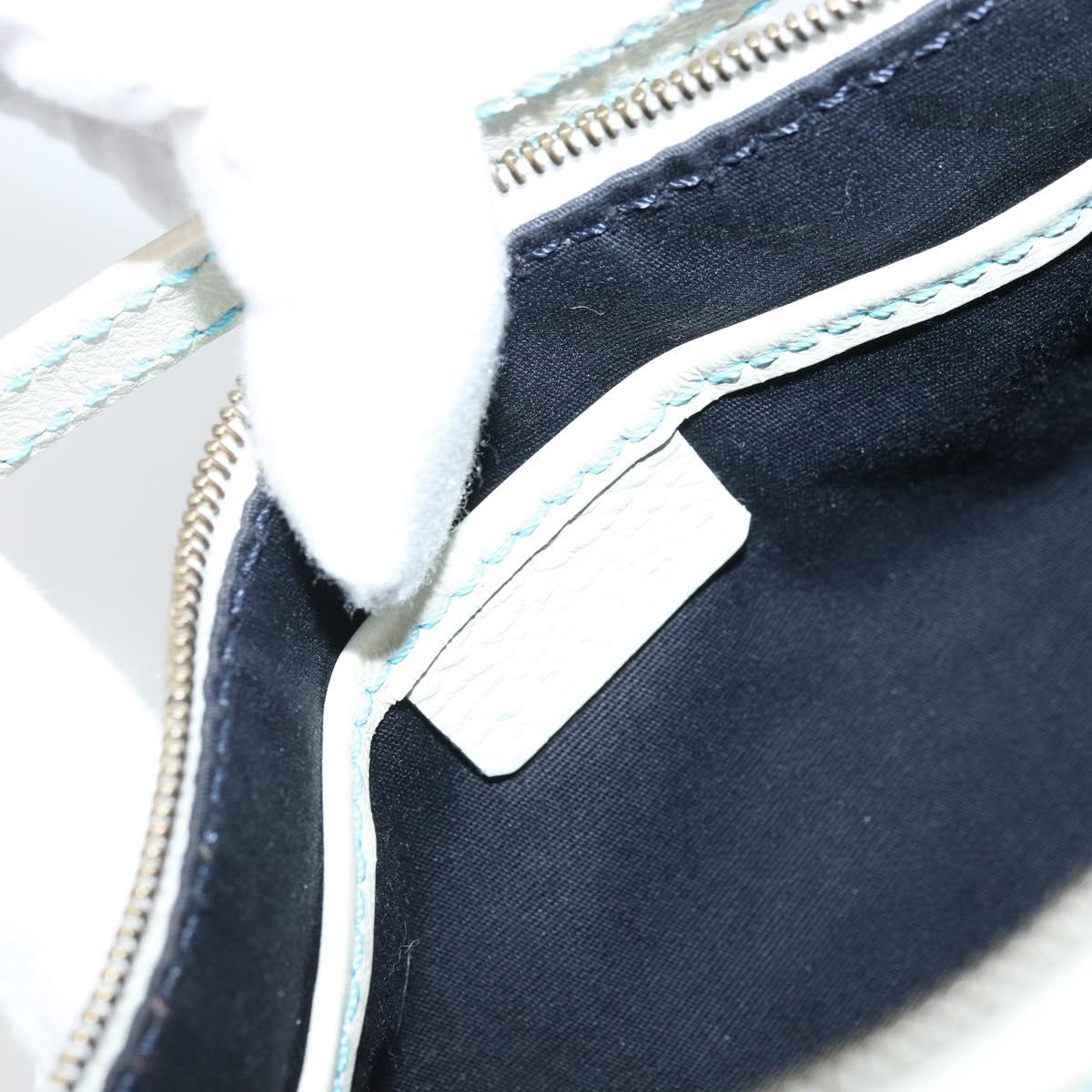 CELINE C Macadam Canvas Accessory Pouch Suede Light Blue Gold Auth LNZ731A