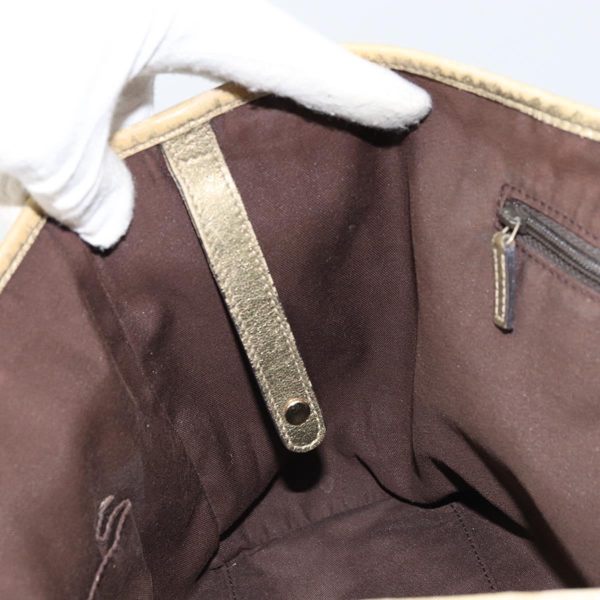 GUCCI GG Canvas Tote Bag Brown Gold 163805 Auth LNZ740