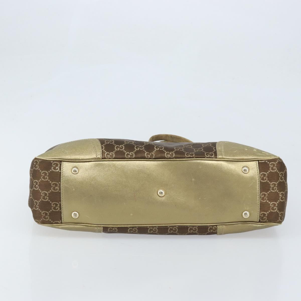 GUCCI GG Canvas Tote Bag Brown Gold 163805 Auth LNZ740