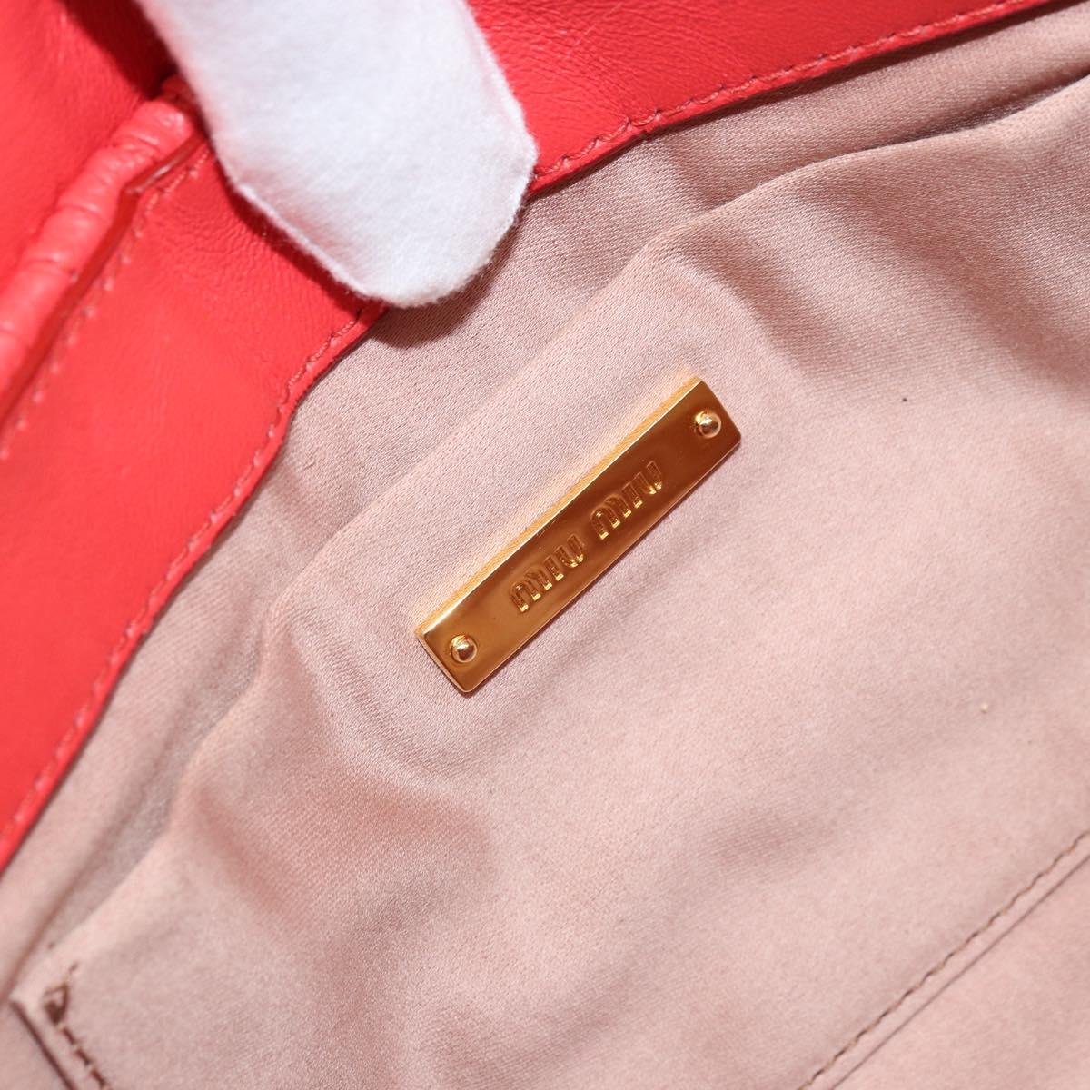 Miu Miu Matelasse Shoulder Bag Leather 2way Red Gold Auth LNZ743V