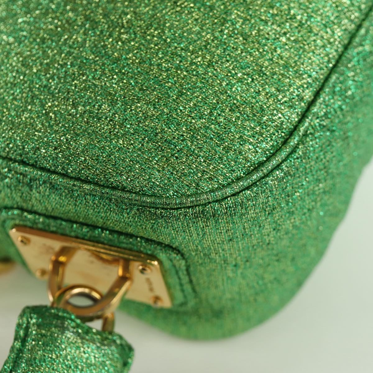 PRADA Chain Shoulder Bag Canvas Green Gold Auth LNZ744V