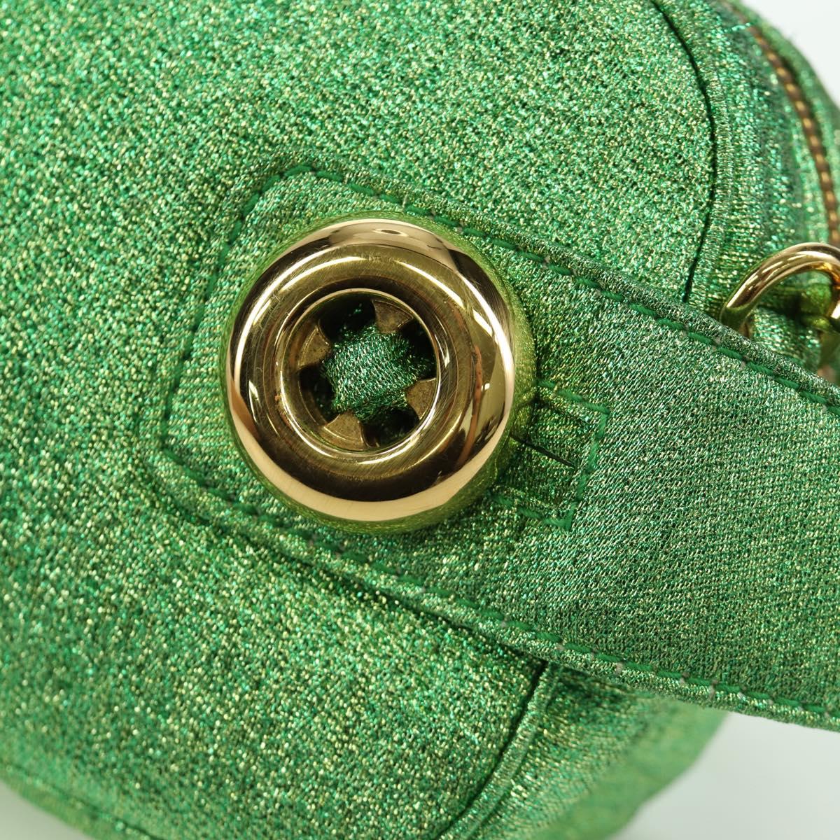 PRADA Chain Shoulder Bag Canvas Green Gold Auth LNZ744V