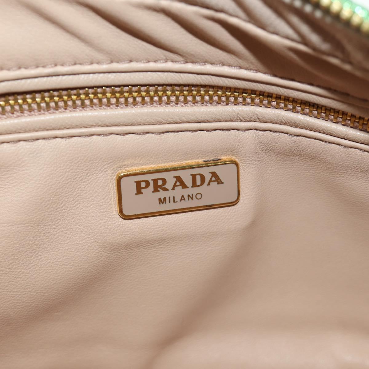 PRADA Chain Shoulder Bag Canvas Green Gold Auth LNZ744V
