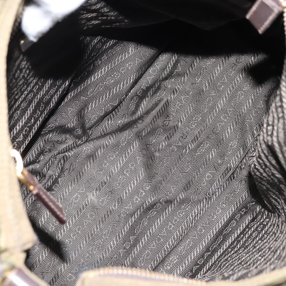 PRADA Shoulder Bag Nylon Khaki Gold Auth LNZ745
